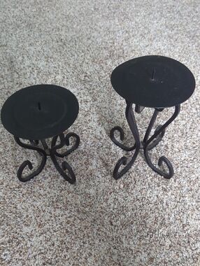 Black Wrought Iron Candle Holders - Home Accents